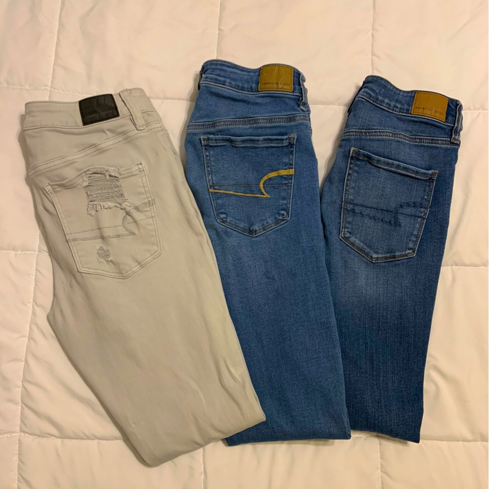 American Eagle Outfitters: skinny jeans; soft stretchy jeans, jeans with holes